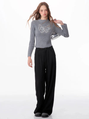 American retro high-waisted straight leg pants