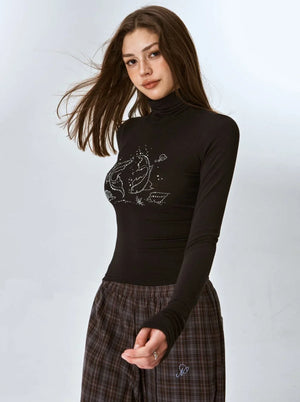 American Retro Koi Skinny Long Sleeve Top