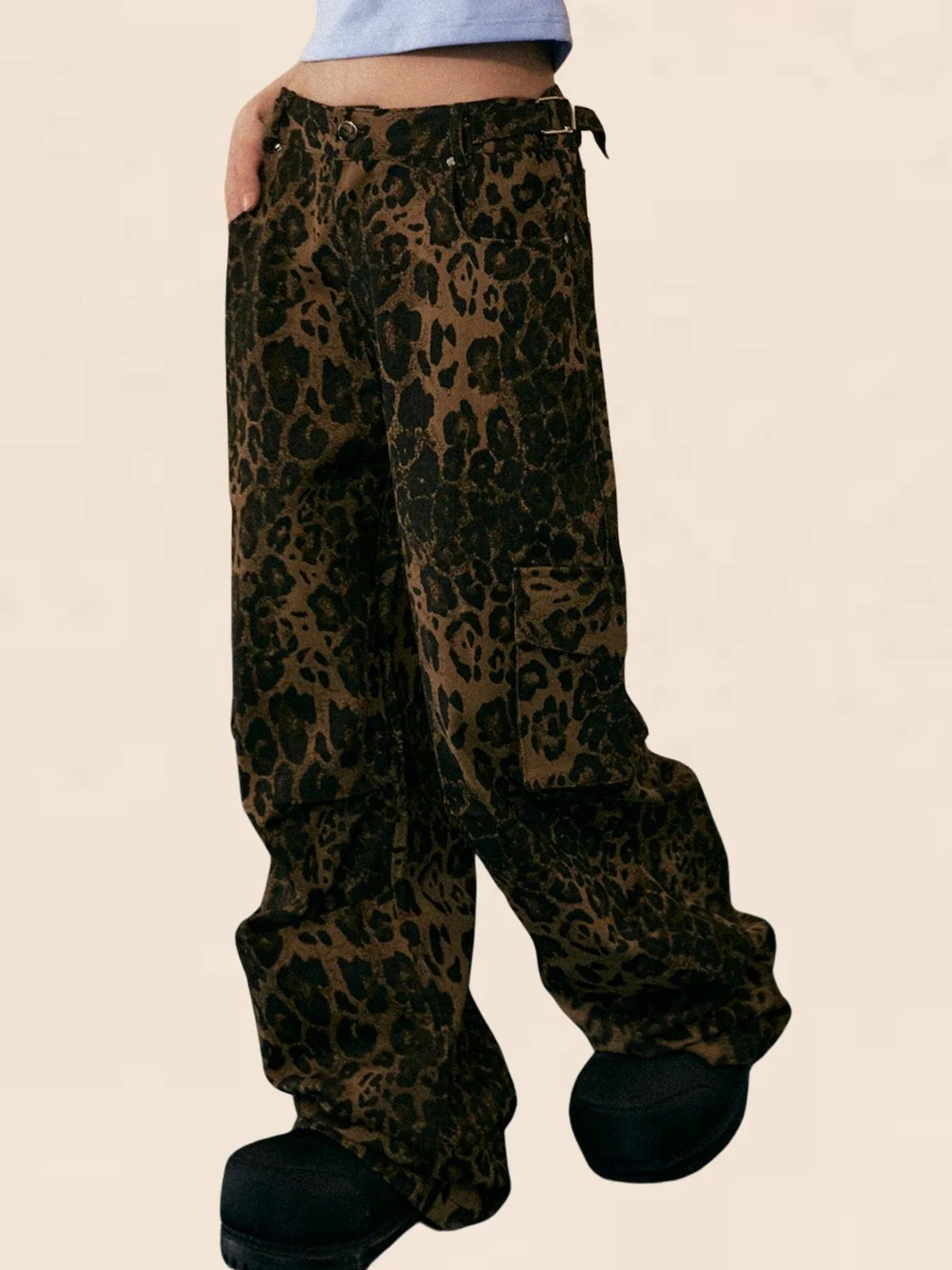 American Retro Leopard Print Casual Pants