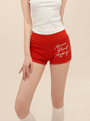 American Retro Letter Print Cotton Shorts Pants