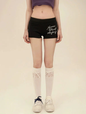 American Retro Letter Print Cotton Shorts Pants