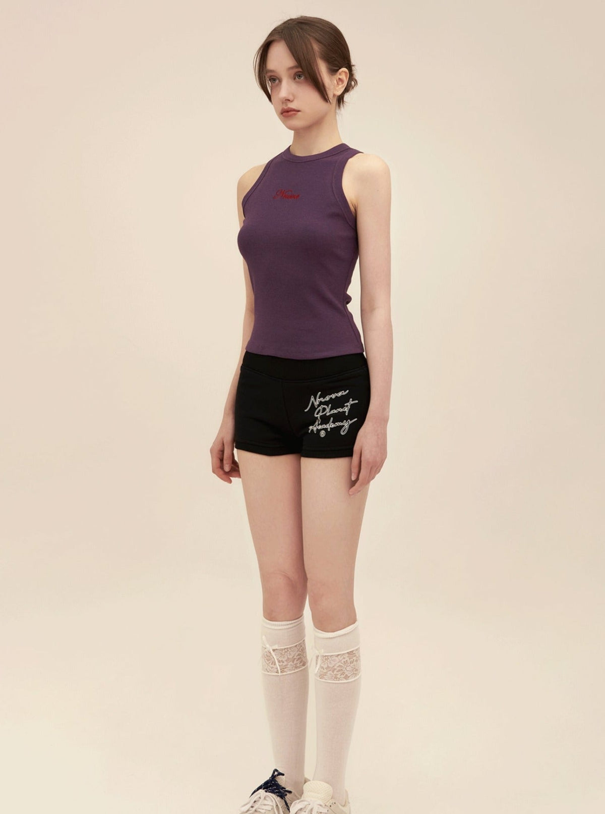 American Retro Letter Print Cotton Shorts Pants