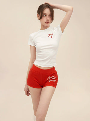 American Retro Letter Print Cotton Shorts Pants