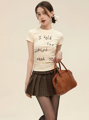 American Retro Letter Print T-Shirt Set-Up