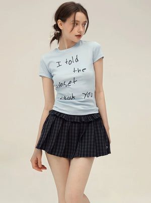 American Retro Letter Print T-Shirt Set-Up