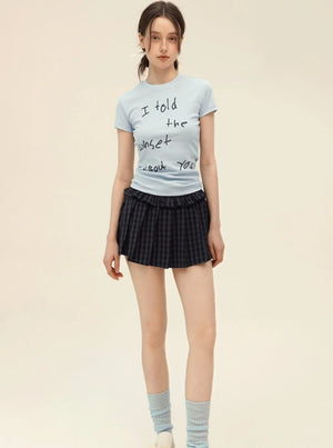 American Retro Letter Print T-Shirt Set-Up