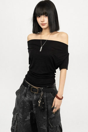 American Retro Off-Shoulder T-Shirt