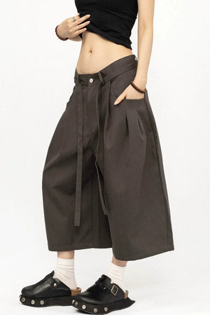 American Retro Pleated Wide-Leg Pants