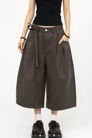 American Retro Pleated Wide-Leg Pants