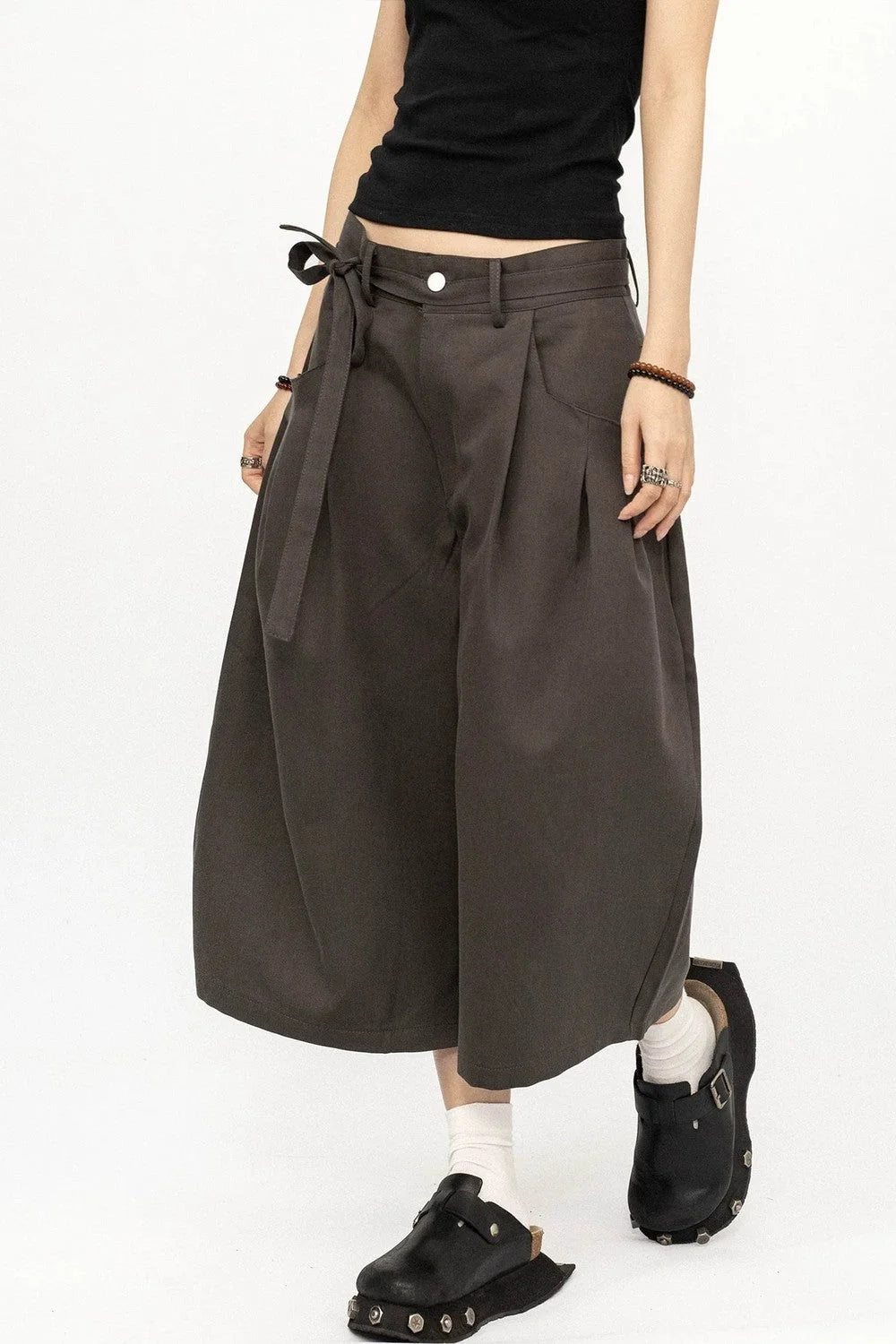 American Retro Pleated Wide-Leg Pants