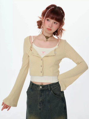 American Retro Short Square Neck Cardigan
