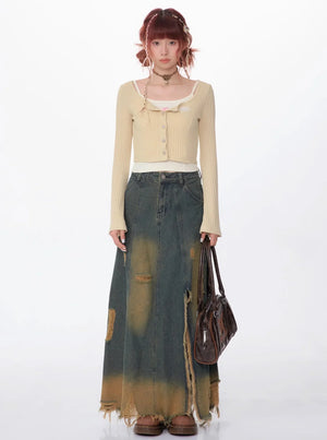 American Retro Short Square Neck Cardigan