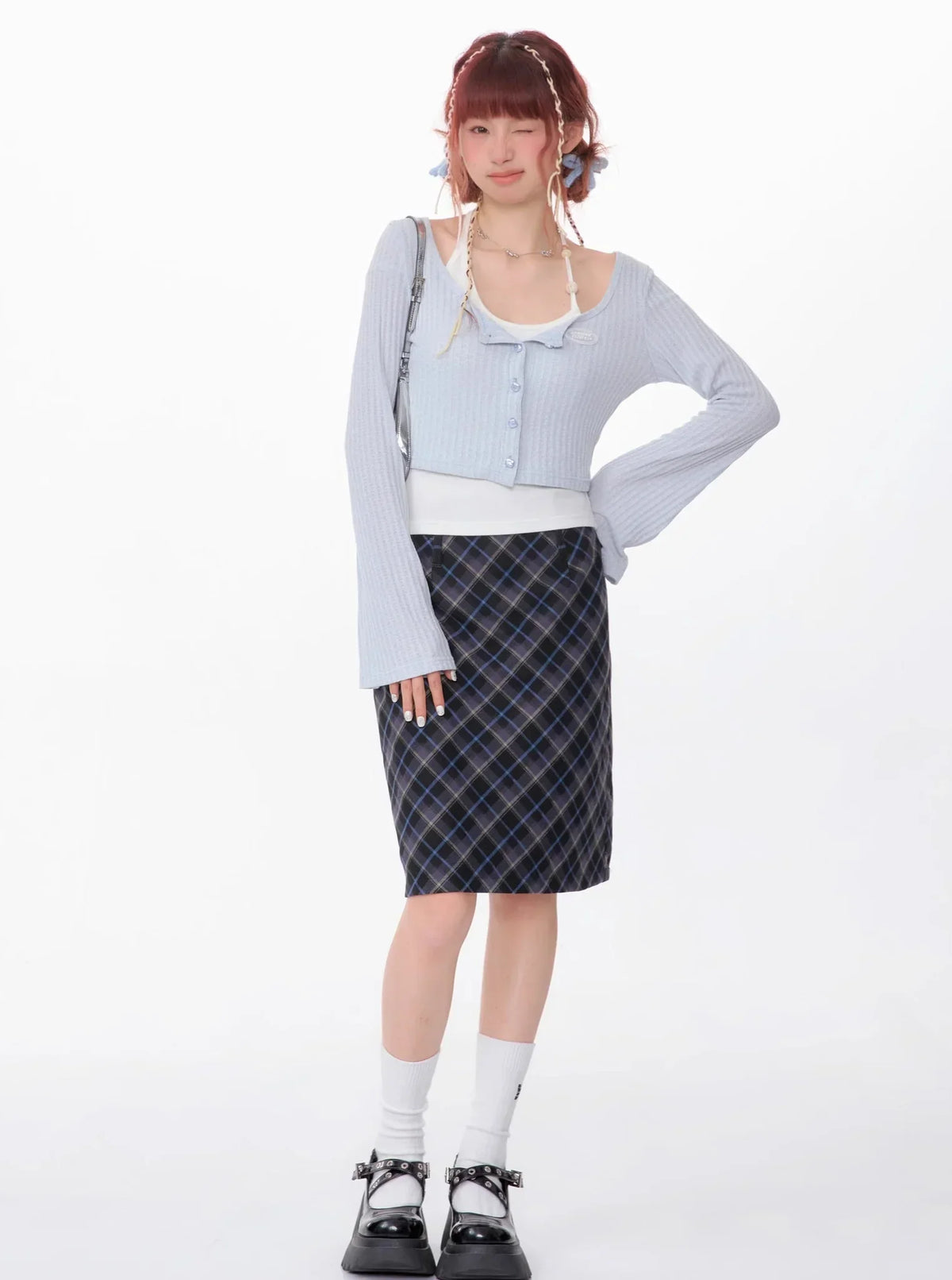 American Retro Short Square Neck Cardigan