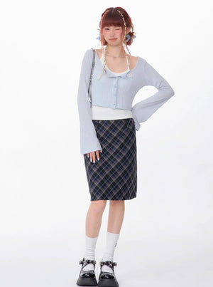 American Retro Short Square Neck Cardigan