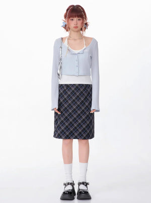 American Retro Short Square Neck Cardigan