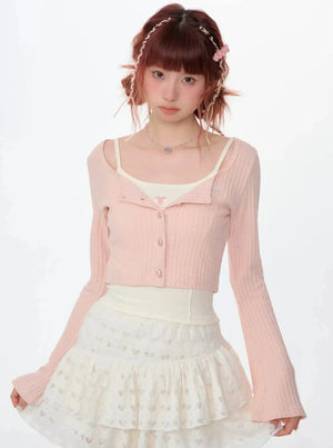 American Retro Short Square Neck Cardigan