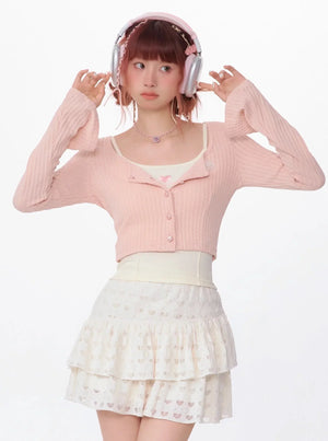American Retro Short Square Neck Cardigan