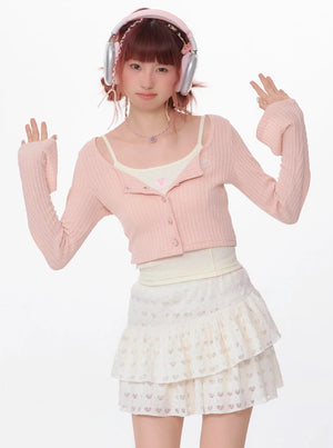 American Retro Short Square Neck Cardigan