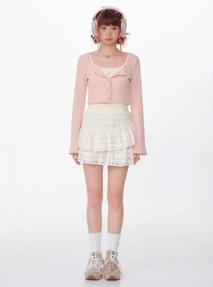 American Retro Short Square Neck Cardigan