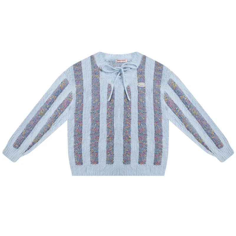 American Retro Stripe Lace Sweater