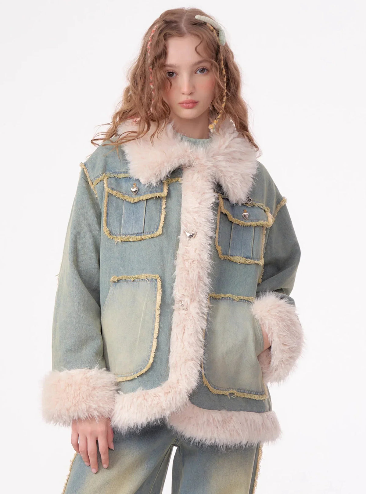 American retro thickened denim jacket