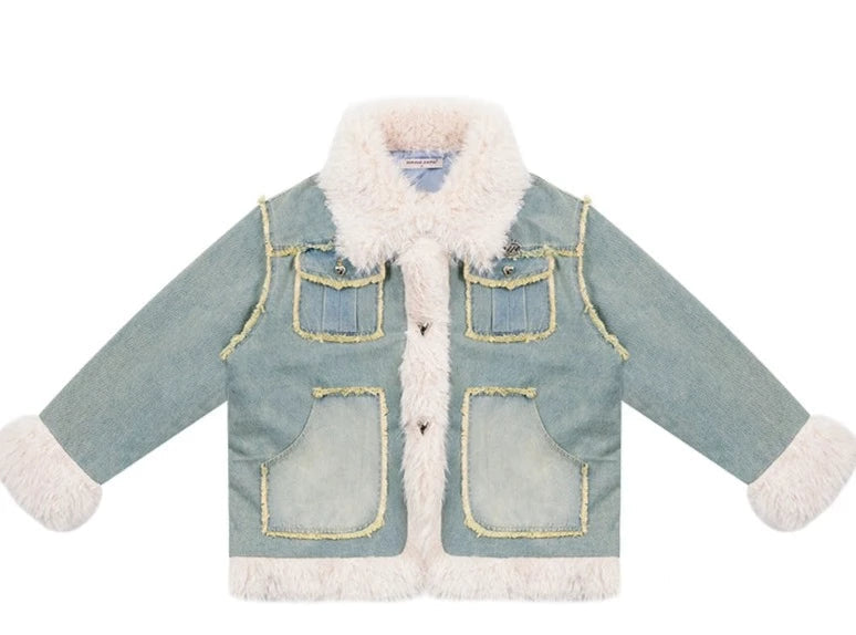 American retro thickened denim jacket