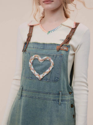 American retro three-dimensional denim dress