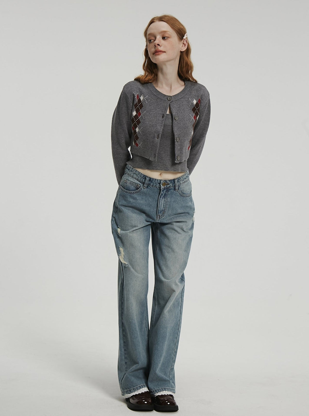 American retro washed lace pants