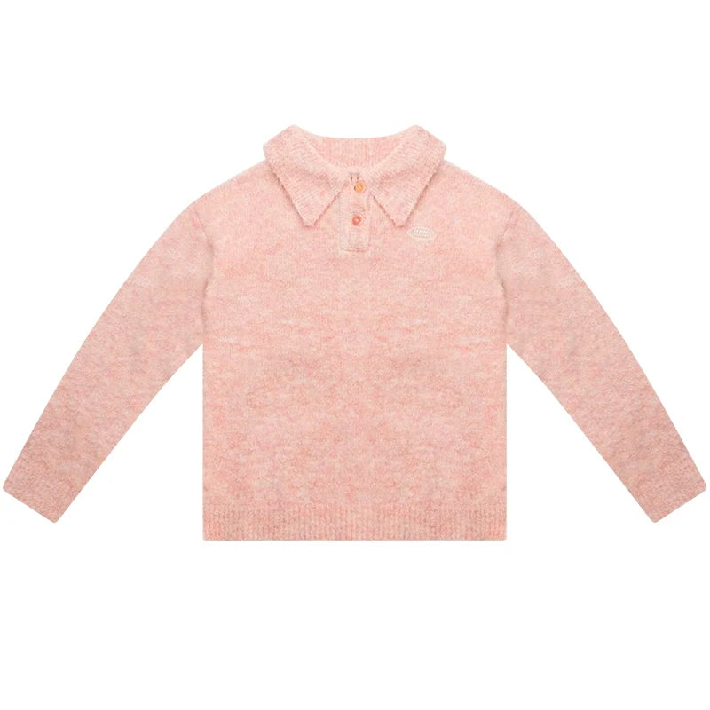 American retro wool polo neck knitted Tops
