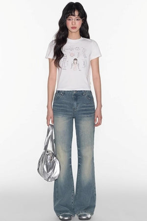 American Shoulder Crop Top