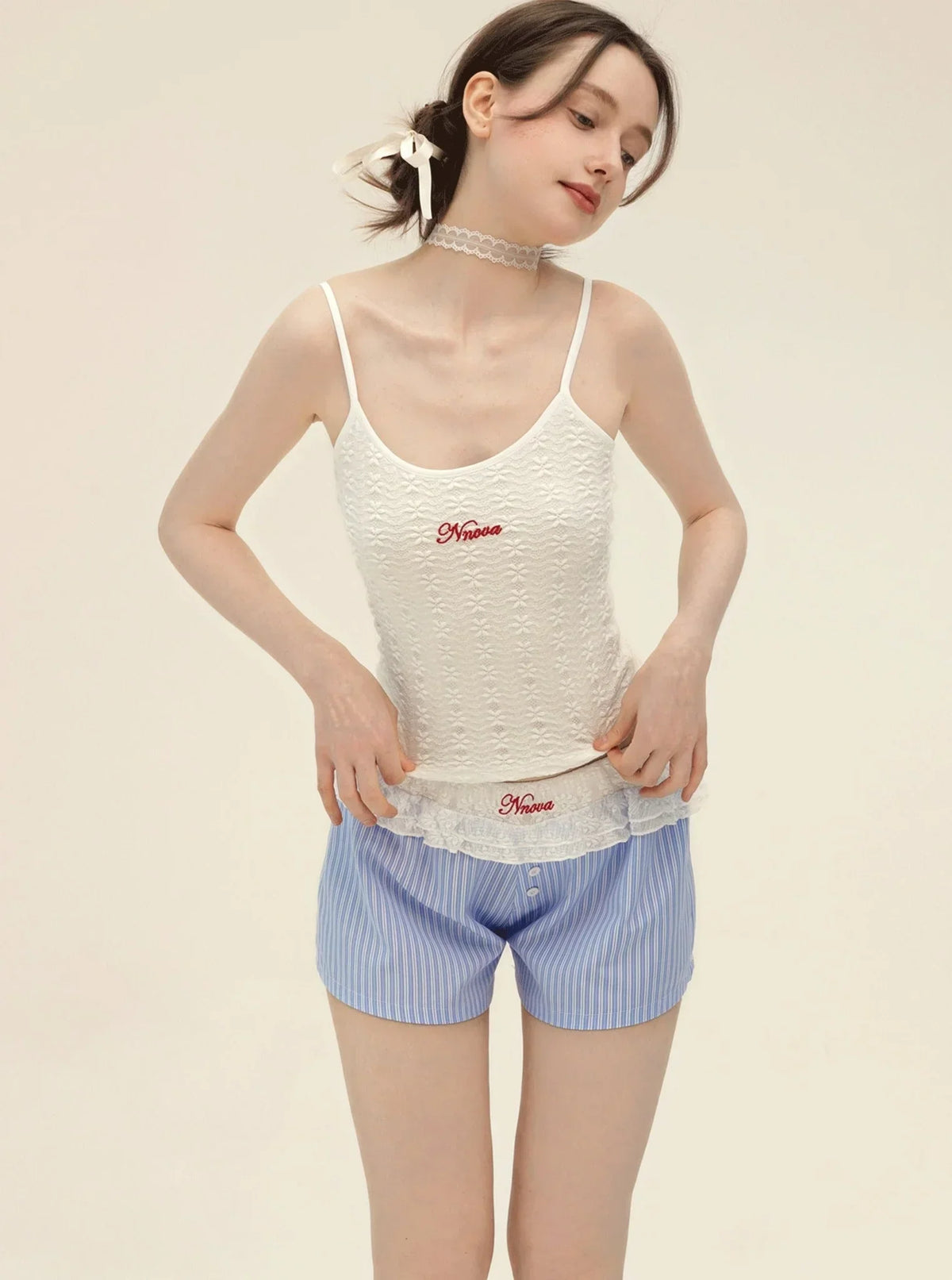 American Slim Lace Camisole With Shorts Set-Up