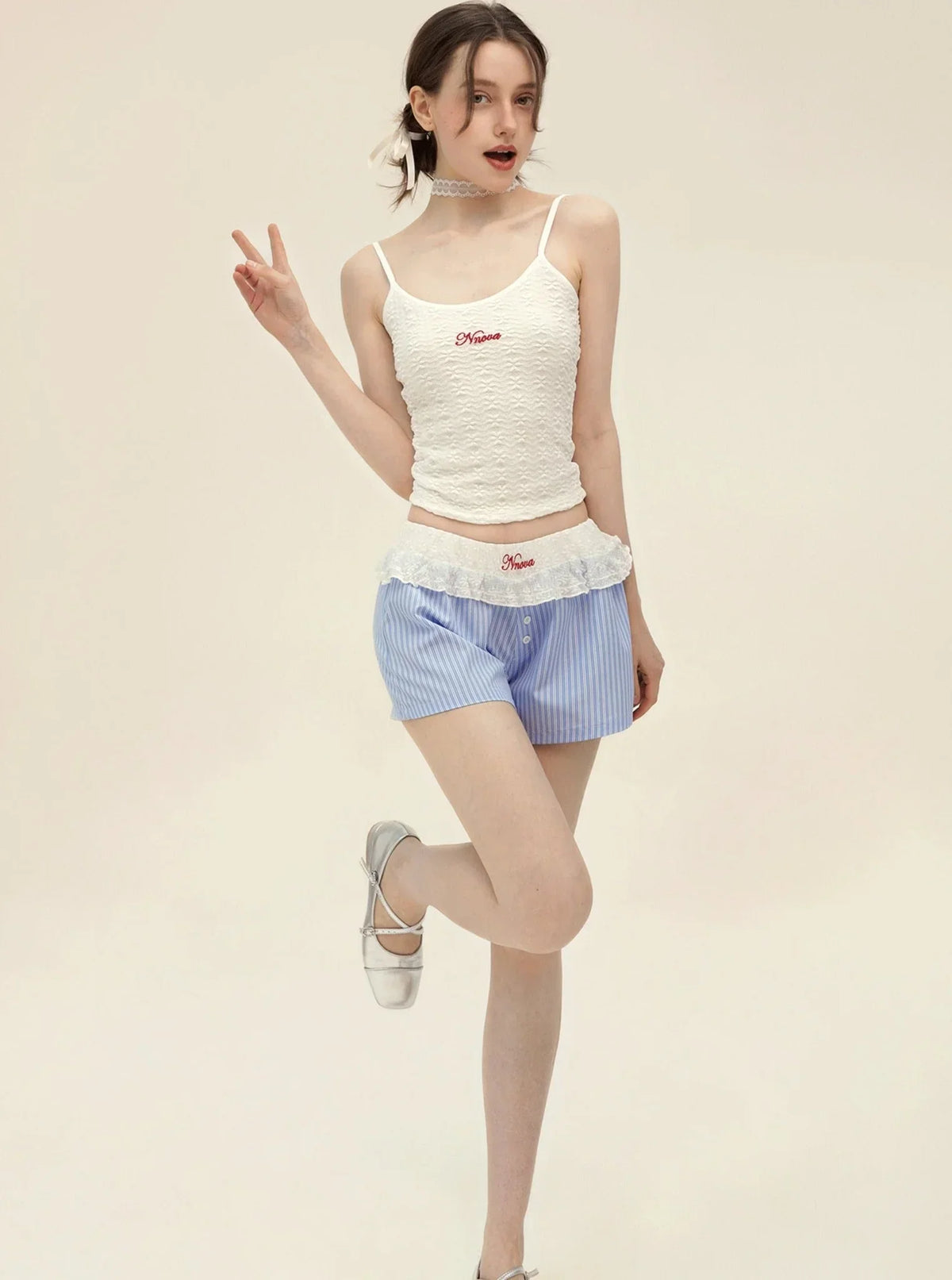 American Slim Lace Camisole With Shorts Set-Up