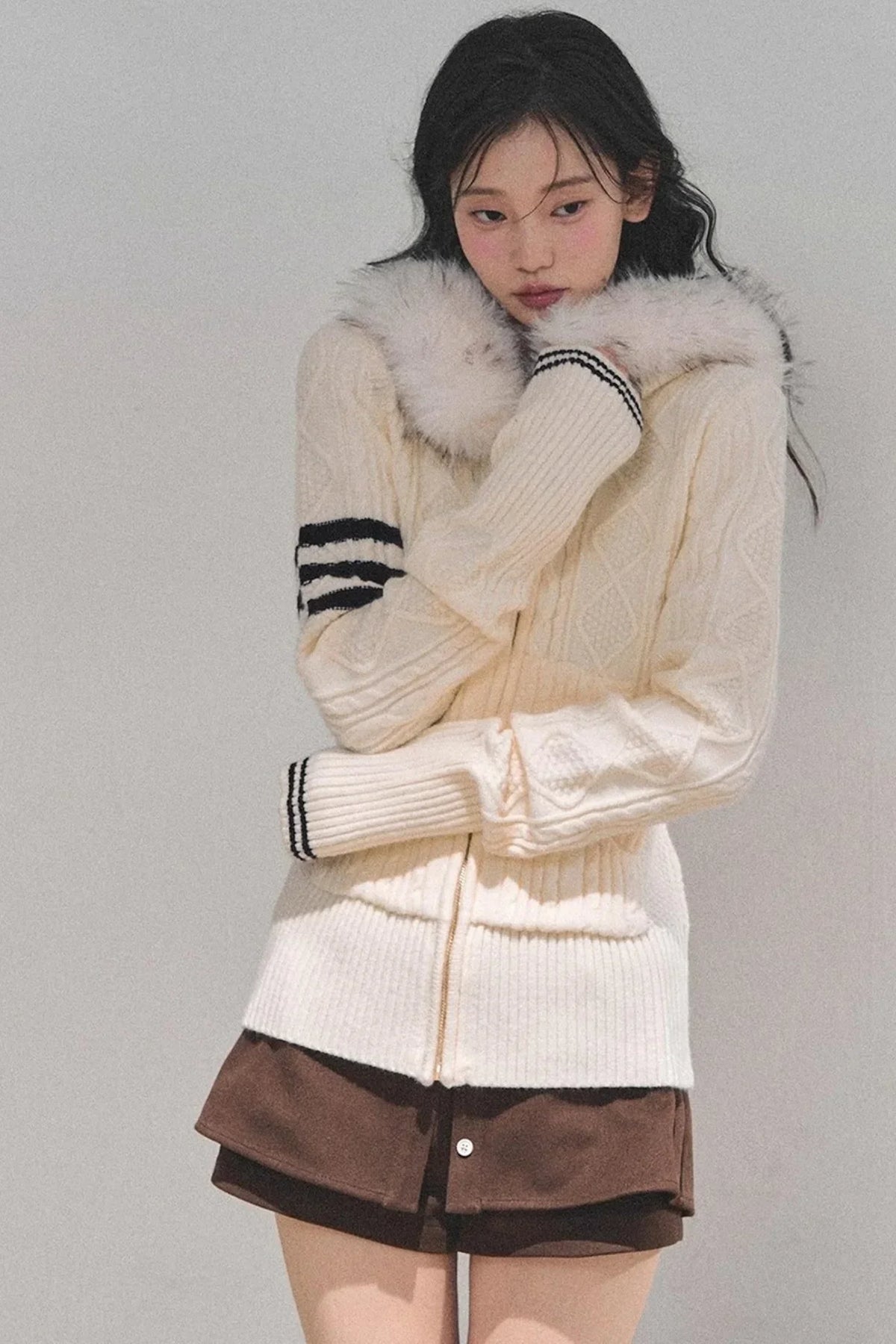 American-Style Hooded Knit Sweater