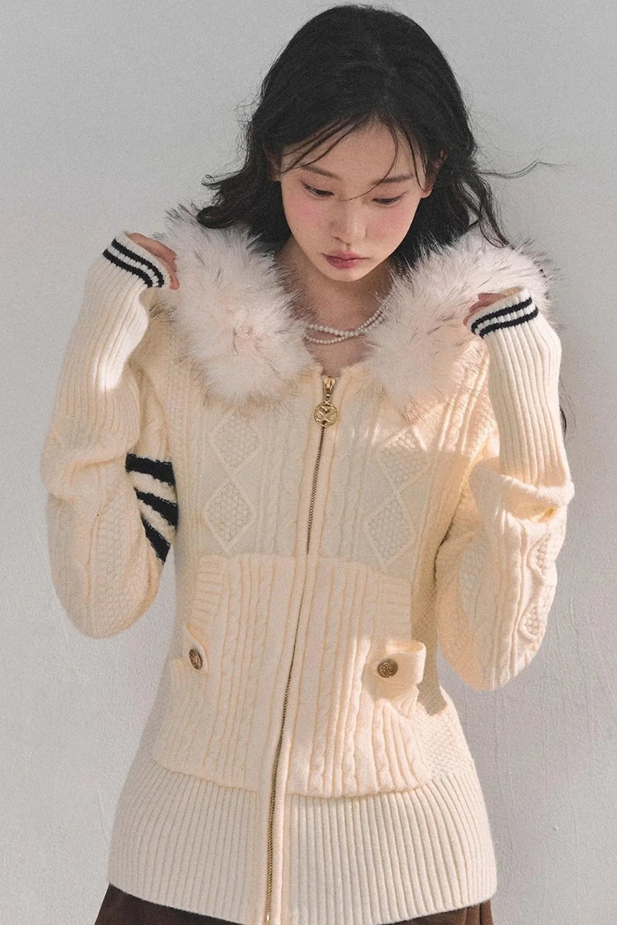 American-Style Hooded Knit Sweater