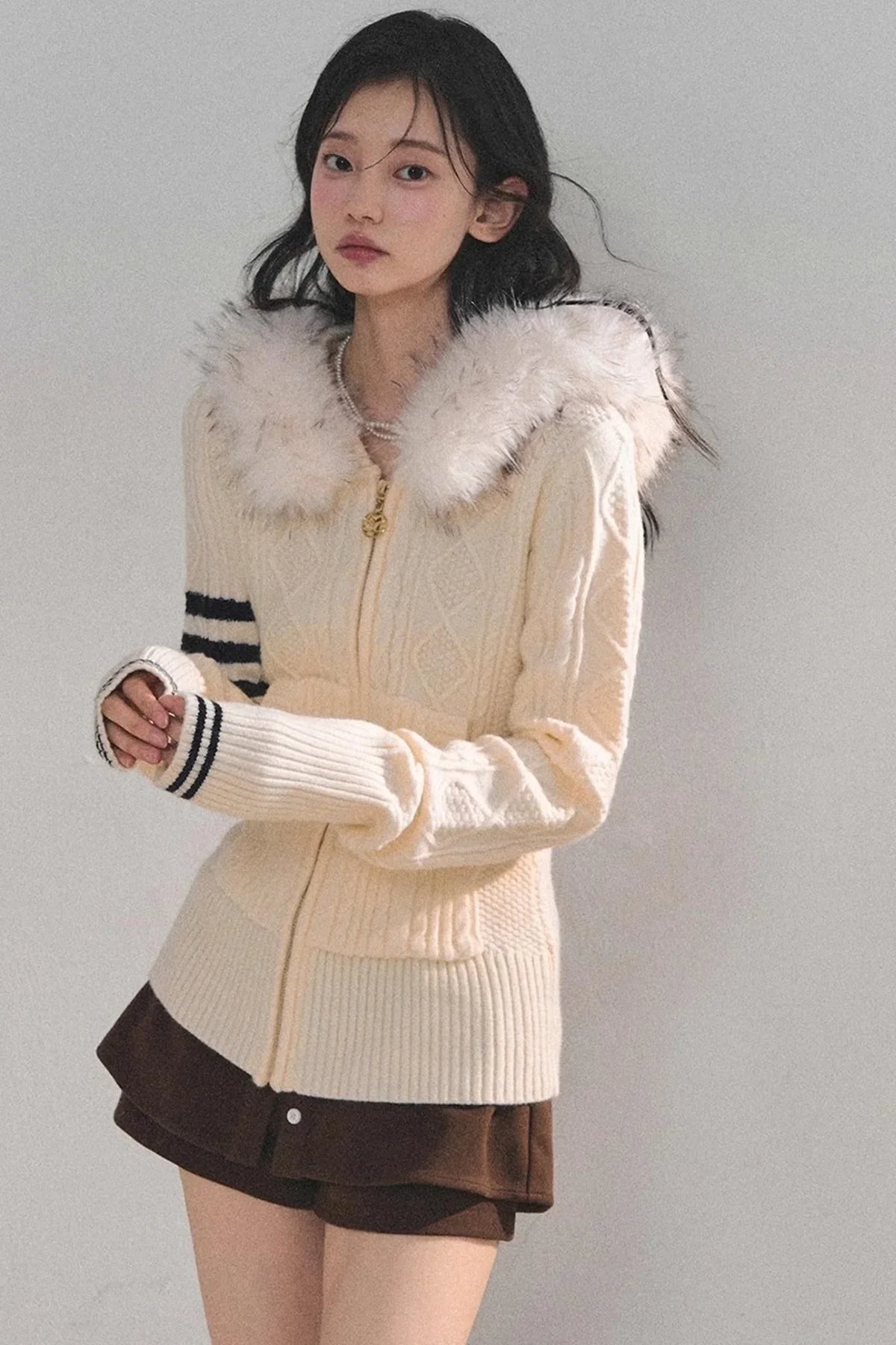 American-Style Hooded Knit Sweater