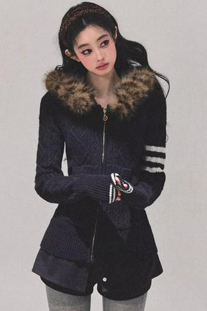 American-Style Hooded Knit Sweater