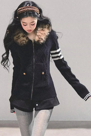 American-Style Hooded Knit Sweater