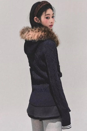 American-Style Hooded Knit Sweater