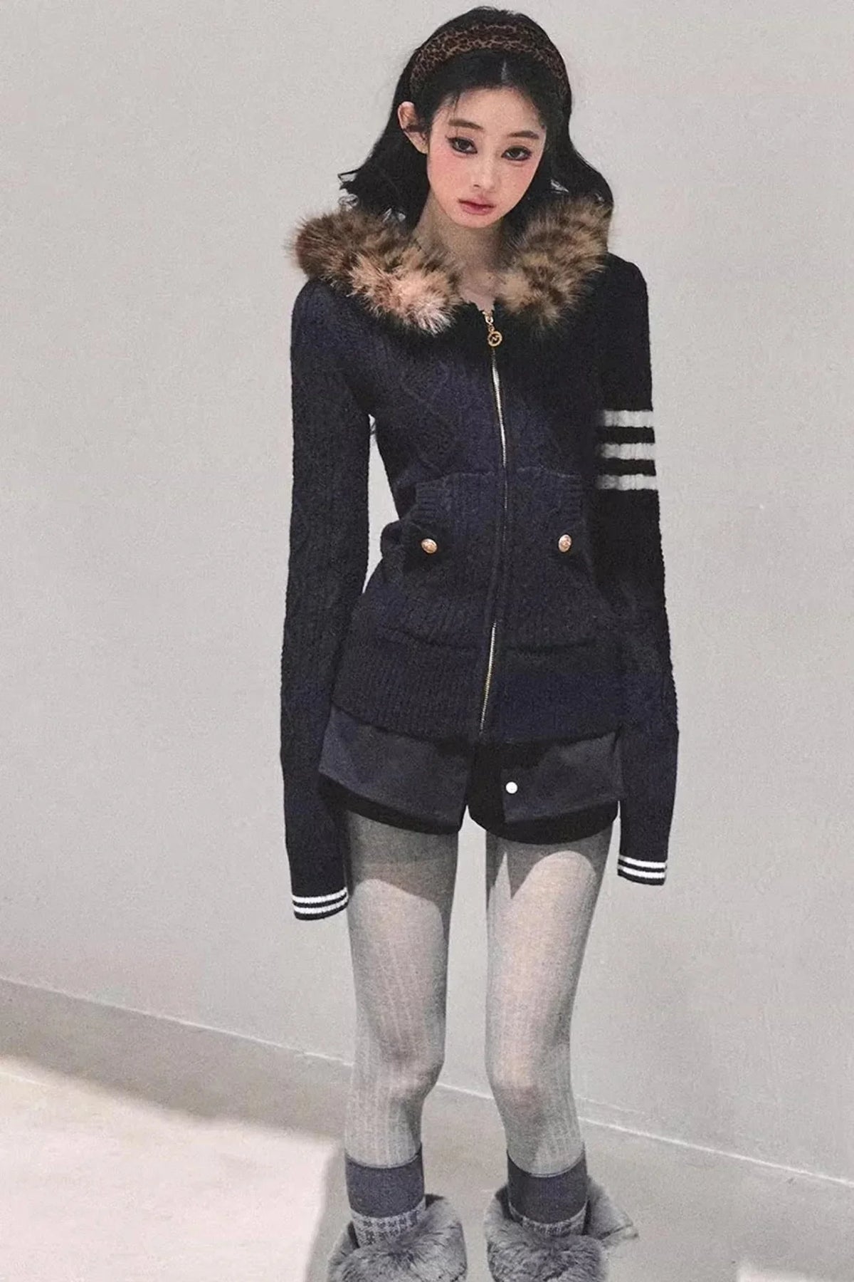 American-Style Hooded Knit Sweater