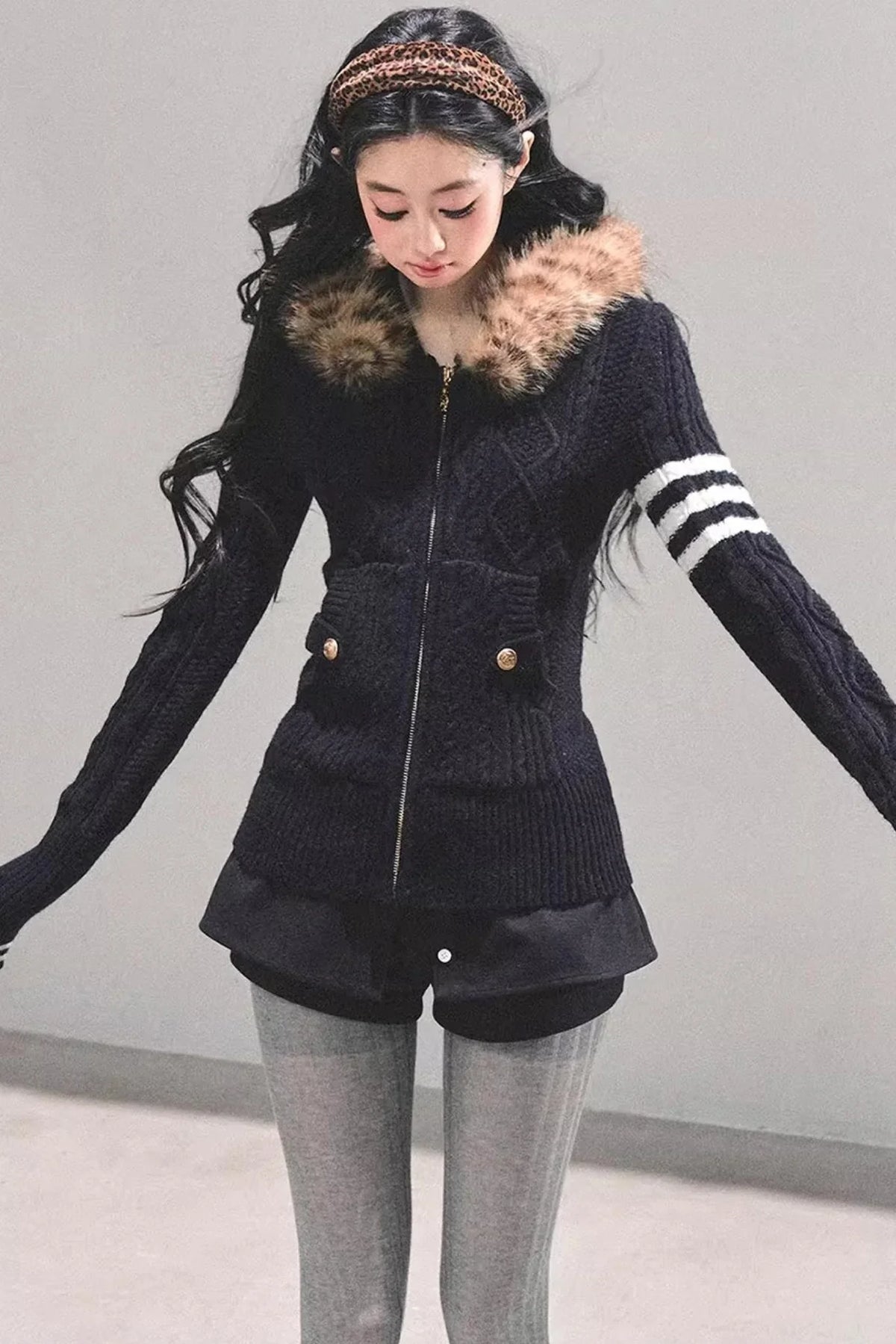 American-Style Hooded Knit Sweater