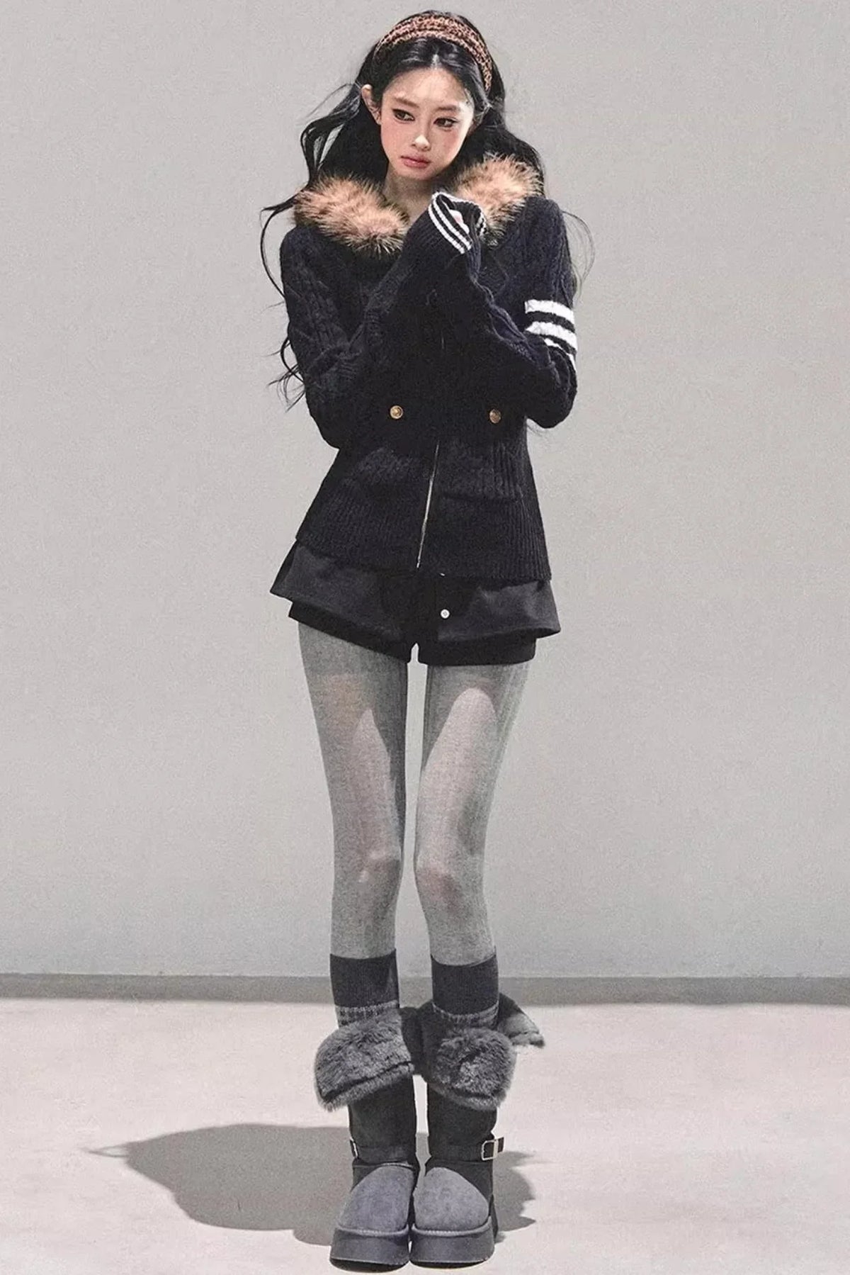 American-Style Hooded Knit Sweater