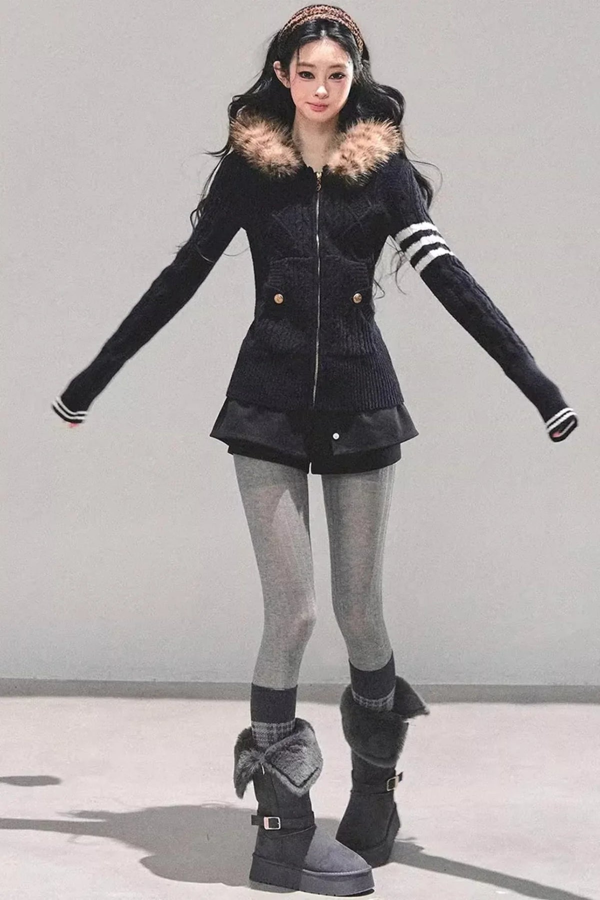 American-Style Hooded Knit Sweater