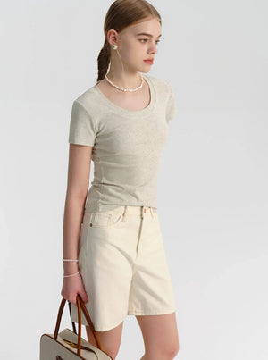 American U-Neck Cropped T-Shirt