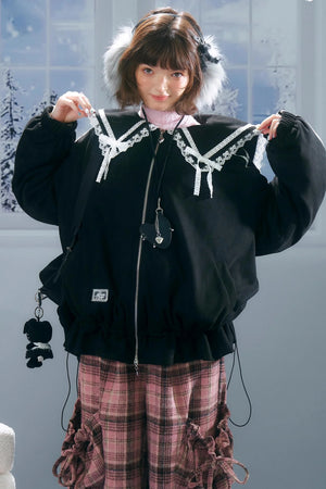 American Vintage Lace Splicing Cotton Jacket
