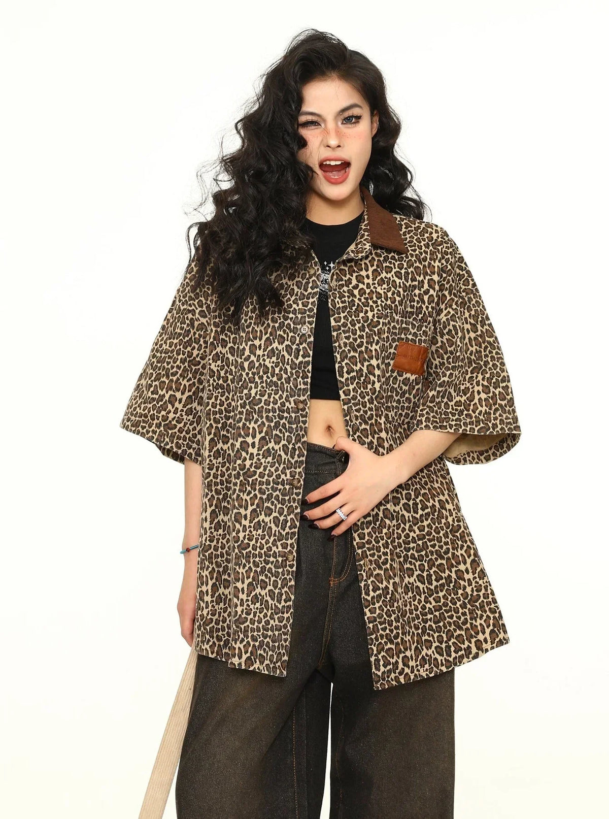 American Vintage Leopard Print Polo Shirt