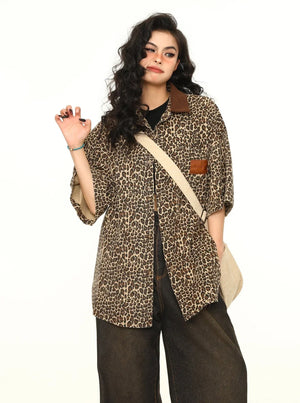 American Vintage Leopard Print Polo Shirt