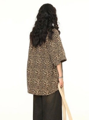 American Vintage Leopard Print Polo Shirt