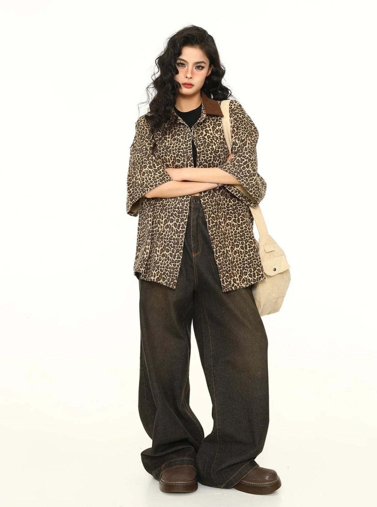 American Vintage Leopard Print Polo Shirt