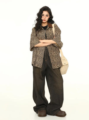American Vintage Leopard Print Polo Shirt