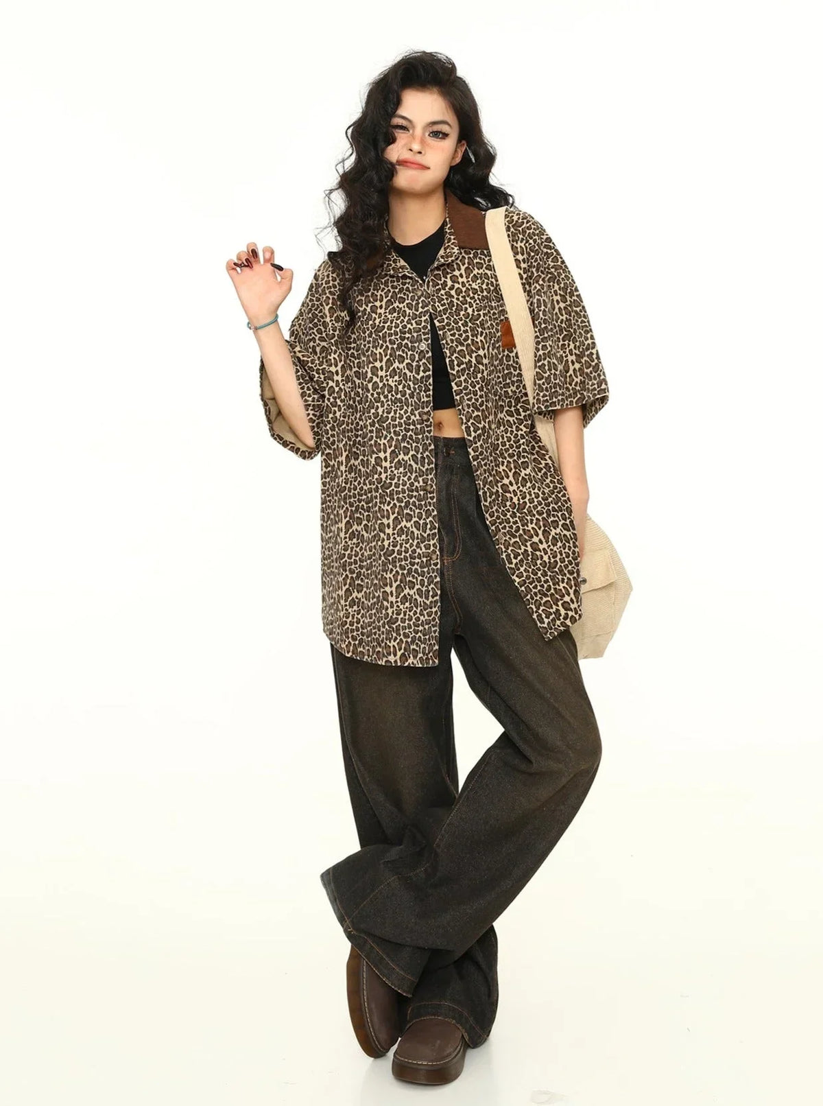 American Vintage Leopard Print Polo Shirt